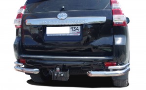 Toyota Land Cruiser Prado 150 2014 Защита заднего бампера угловая двойная