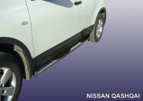Пороги труба с накладками 76 мм Nissan Qashqai