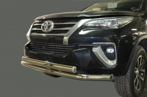Защита переднего бампера двойная 76/75*42мм.Toyota Fortuner 2017 -