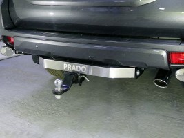 Фаркоп (оцинкованный, надпись Prado, шар E нерж.) для Toyota Land Cruiser Prado 150 (2009-2013) / Toyota Land Cruiser Prado 150 рест. (2013-2017)