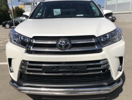 Защита переднего бампера Toyota Highlander 2017 двойная (с подгибами)60/42мм.