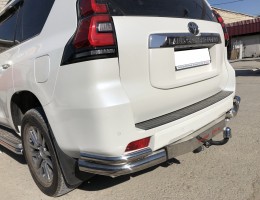 Toyota Land Cruiser Prado 150 2017 Защита заднего бампера угловая двойн под фаркоп