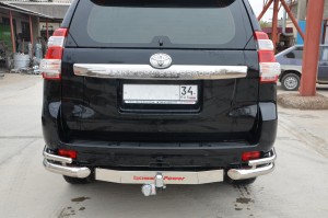 Toyota Land Cruiser Prado 150 2014 Защита заднего бампера угловая двойн под фаркоп
