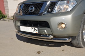 Защита переднего бампера радиус двойная Nissan Pathfinder 2004-2010 