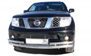 Защита переднего бампера 1 длиная, 2 коротких Nissan Pathfinder 2010-2013 