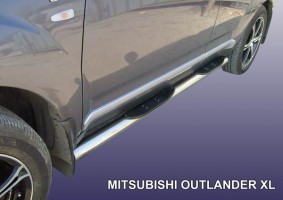 Пороги труба с накладками 76 мм Mitsubishi Outlander XL